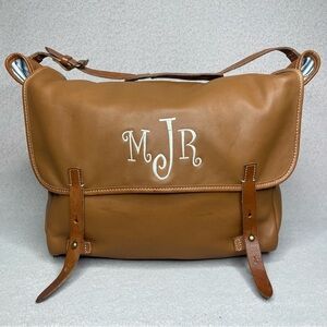 Madewell Leather Messenger Weekender Bag Brown Leather Monogrammed Womens Casual